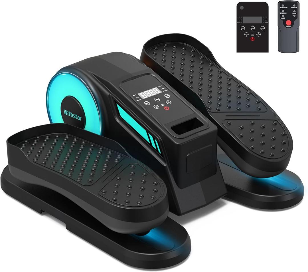 WithStar Under Desk Elliptical Machine, Electric Seated Pedal Exerciser for Seniors & Home Office, Whisper Quiet Motorized Leg Exerciser with 12 Adjustable Speeds, Low Impact Recovery Workout (Black)