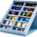 TRIUMPH VISION Sunglasses Organizer Storage Eyeglasses Holder Multiple Glasses Case Box Eyewear Case with Lid (Light Blue)