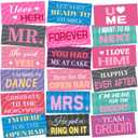 24 Designs Wedding Photo Booth Props Double Sided 11x5.5 Inch Photo Booth Props Wedding Marriage Parties Decorations Set DIY Water Proof Selfie Signs PVC Printing for Bridal Party Supplies (Colorful)