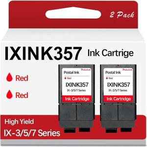2 Pack IXINK357 Neopost Compatible Ink Cartridge Replacement for IX-3 IX-5 IX-7 Pro Series Mailing Systems Postage Meter Red Postage Ink