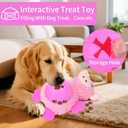 Interactive Dog Toys, Plush Dog Toy with Treat Dispensing Ball, Squeaky Dog Toy with Cute Plastic Paws for Playing,Slow Eat Hiding Food Enrichment Toy for Small & Medium Breeds(Pink)