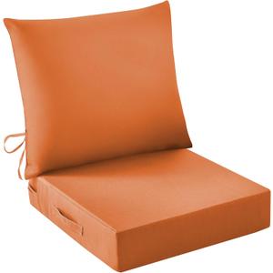 IASEAHK Outdoor Seat Cushion Set, Waterproof & Fade Resistant Patio Chair Cushions, Outdoors Cushion for Patio Furniture, 24 x 24 x 4 Inch, Outdoor Couch Cushions with Handle and Ties, Spice