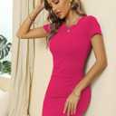 Laughido Women's Short Sleeve Ruched Bodycon Mini Sundress Summer Casual T Shirt Dress (X-Large)