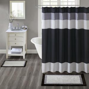 Madison Park Amherst Bathroom Rugs Room Dcor 100% Cotton Tufted Ultra Soft Non-Slip, Absorbent Quick Dry Bathtub Mats, 27x45, Black