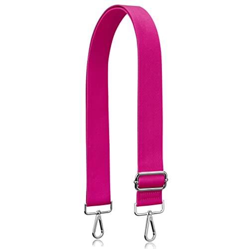 Allzedream Thick Purse Strap Wide Adjustable Replacement Crossbody Bag Handbag (Deep Pink-Silvery Hardware)