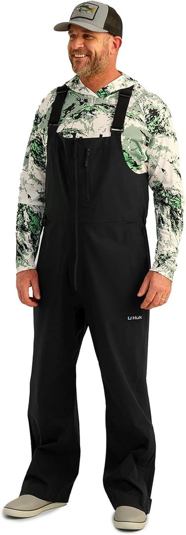 HUK Mens Rover Bib, Windproof & Waterproof Fishing Bibs Overalls (Small, Black)