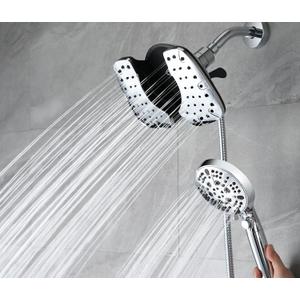 2-in-1 Shower Heads with Handheld Spray Combo: 10 Rainfall Shower Head & Hand Held Shower Head, 10 Spray Settings Detachable Shower Head with ON/OFF Switch and 15-Stage Filter (Chrome)