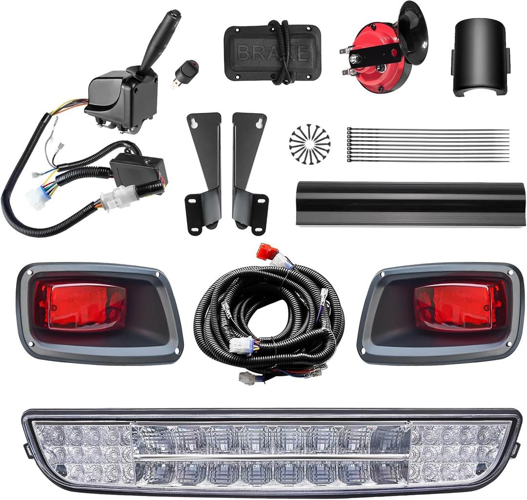 Golf Cart LED Light Bar Kit For EZGO TXT 1996-2013 with Turn Signal, Horn, and Brake Switch Pad 12V Street-Ready Upgrade Kit Golf Cart Headlights Taillights Compatible with 1996-2013 Models