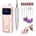 MOCOWIND Portable Nail Drill Professional 35000 RPM, Rechargeable Electric Nail File Machine Cordless E-File for Acrylic Gel Polishing Removing with Bits Kit for Manicure Salon Home, Pink