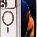 Window Magnetic Case for iPhone 13 Pro Max Compatible with MagSafe [Strong Adoption] [Plated Rose Gold Edge] Full-Body Durable Luxury Case Protective Cover (White - 13PM)