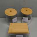 3 Pack Glass Jars and Acrylic Dryer Sheet Holder, Laundry Pods Container with Bamboo Lid and Measuring Cups for Laundry Room Organization, Powder Detergent Containers