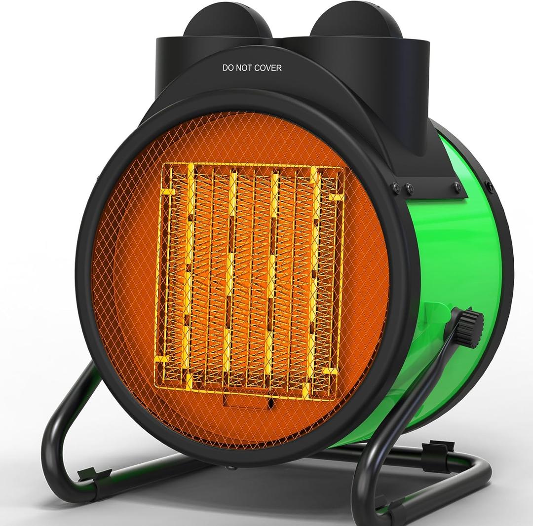 SISUPASSIE Outdoor Heaters for Patio, 1500W Portable Garage Heater with Overheat Protection & 3S Fast Heating, Non-Slip Cushion, Electric Space Heater for Patio, Garage, Greenhouse, Green