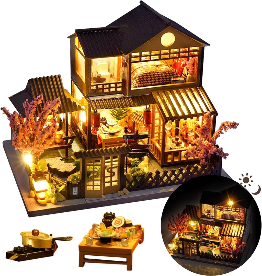 DIY Miniature House Kit, Mini House Kit for Beginners, DIY Dollhouse Kit for Adults to Build, Model Building Craft Diorama Kit, Ideal Gifts for Birthday Christmas Valentine(Japanese Garden House)