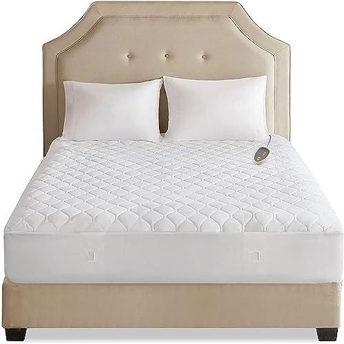 Beautyrest 3M Scotchgard Heated Mattress Pad - Electric Bed Warmer with 5 Heat Settings, 10 Hr Auto Shut Off Timer, All Around Elastic Deep Pocket, UL Certified, Machine Washable, White Full
