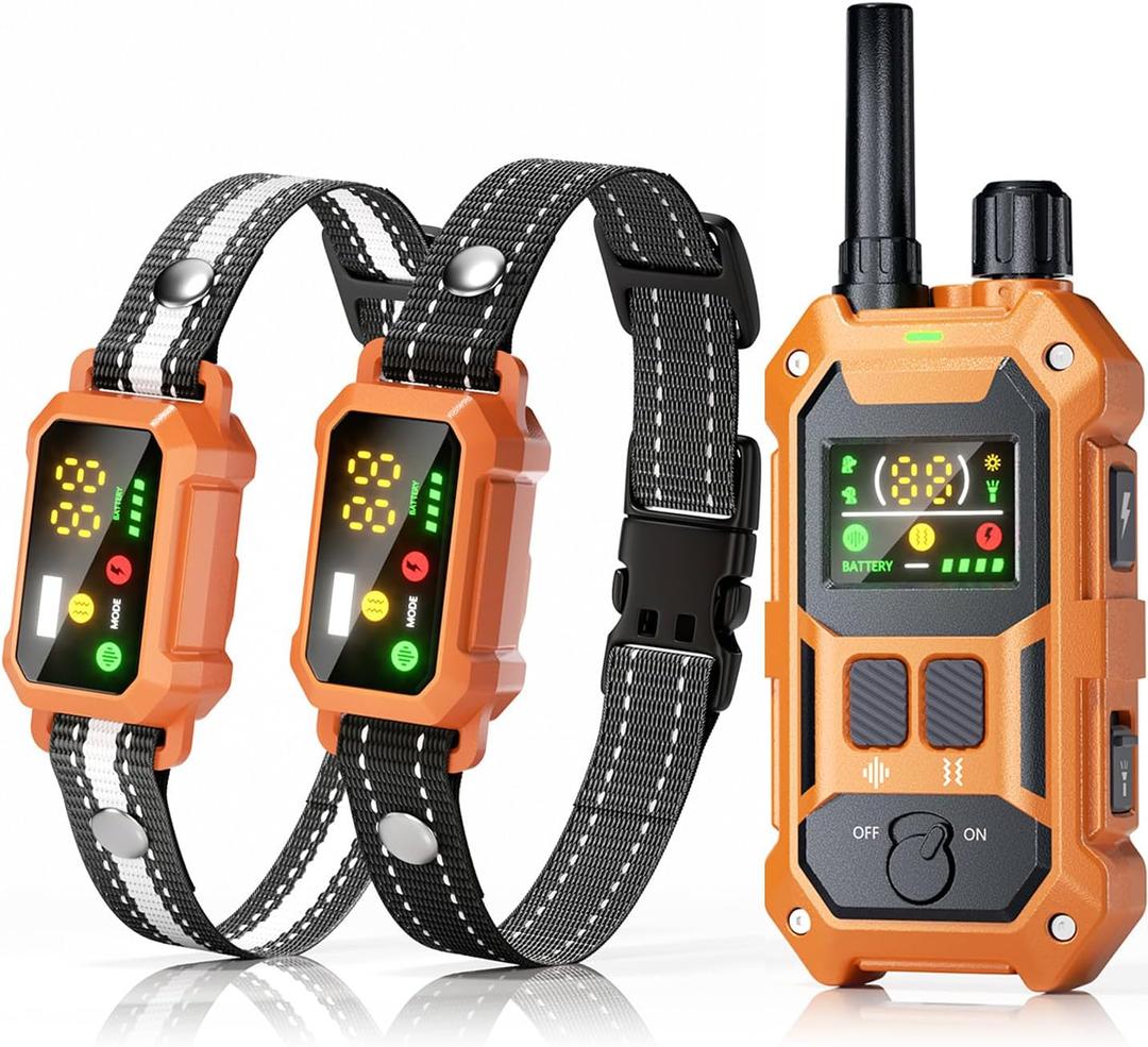 BLACKDOG Military Dog Shock Collar 2 Dogs (5-150lbs) - 4200ft Dog Training Collar with Remote, 4 Training Modes, Flashlight&Strobe, 90-day Battery, IP67 Waterproof Dog E Collar for All Breeds (Orange)
