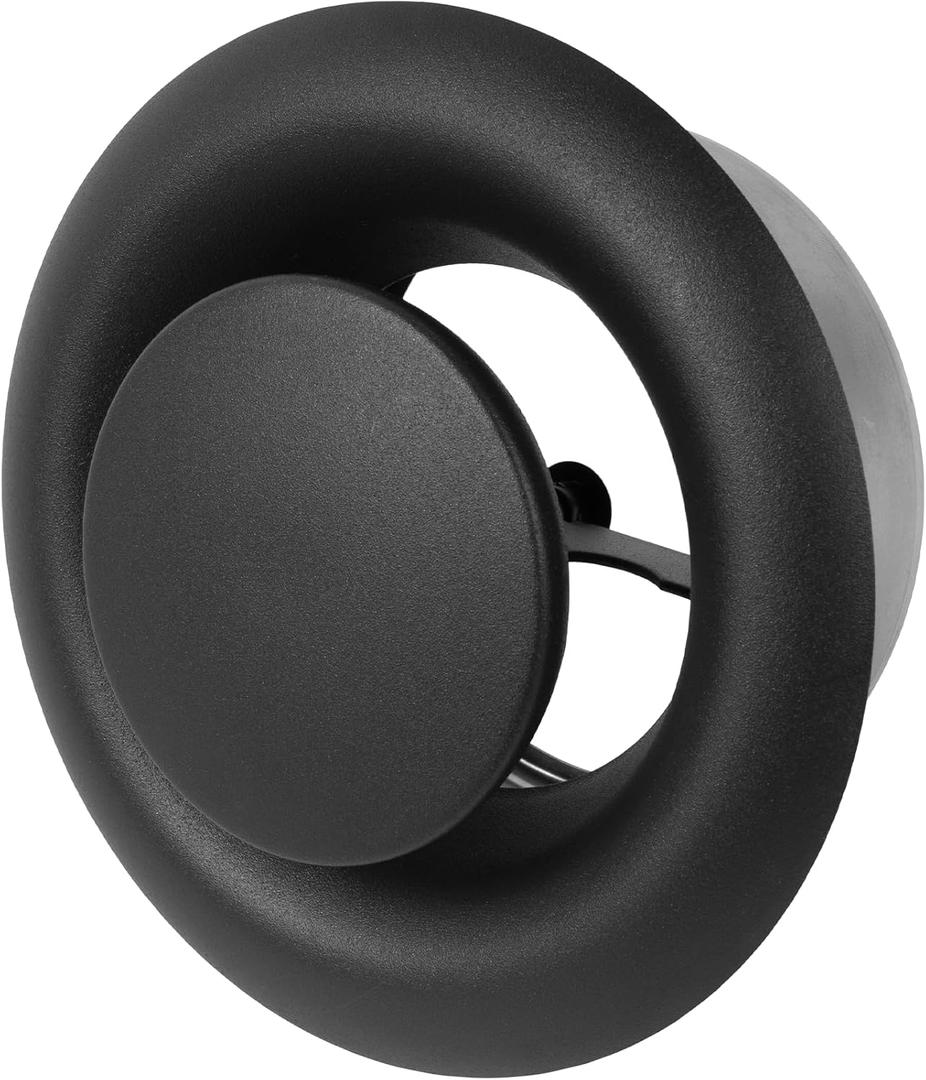 Repa Market 4" Inch Anthracite Steel Exhaust Diffuser with Flange - Soffit Vent - Adjustable Valve for Optimal Airflow - Quiet Duct Air Extraction - Indoor Ventilation - Round Duct Cover