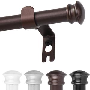 Bronze Curtain Rods for Windows 30 to 88 Inches with Brackets, Decorative 5/8 Inch Diameter Single Window Curtain Rod Set for Room Divider, Bedroom, Living room, Kitchen, Bathroom