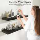 Black Floating Shelves for Wall, 7.9" Deep Wall Mounted Floating Shelves for Bedroom, for Wall, Living Room, Kitchen, for Books/Storage/Room Decor (Black, 16")
