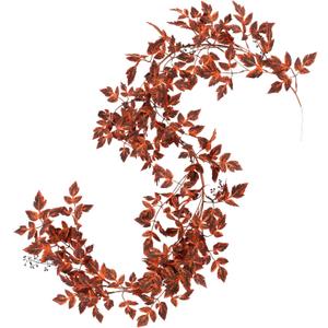 Pack Plum Artificial Cimicifuga Plant Garland 6ft Artificial Plum Brown Cimicifuga Ramosa Leaves Autumn Leaf Vine for Fall Halloween Mantel Thanksgiving Garden Farmhouse Decoration (1)