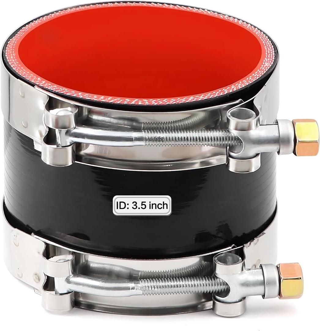 ID 3-1/2 inch(89mm) Straight Silicone Hose Coupler Suitable Intercooler Air Intake Exhaust Turbo Pipe Connecting 4-Ply Reinforced Wall Thickness 5mm Length 3inch with 2Pcs T-Bolt Clamps