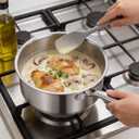 Ohtomber Tri-Ply Steamer for Cooking - Stainless Steel 3 Qt Saucepan with Lid, Medium Kitchen Induction Cooking Pot with Vegetable Food Steamer Basket, Non Stick Sauce Pan with Stay-Cool Handle