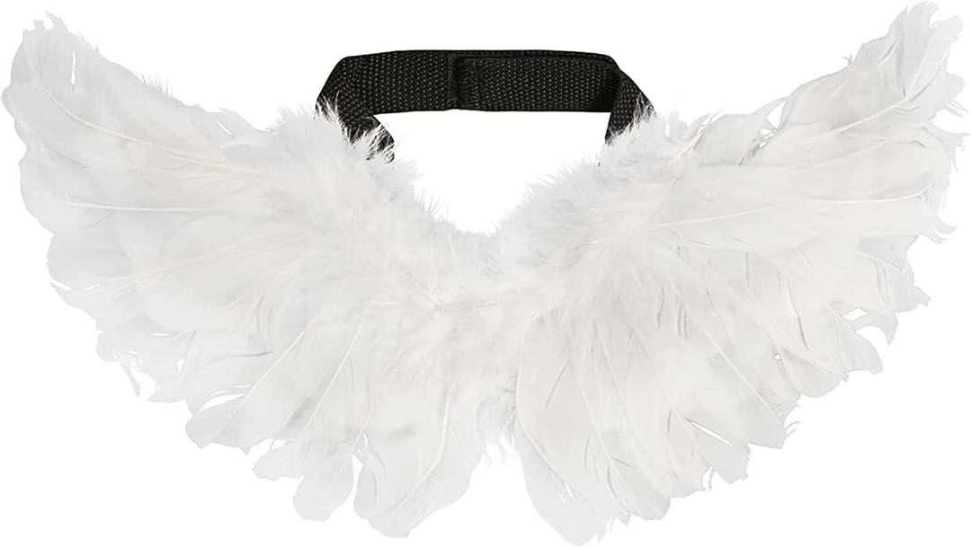 Pet Angel Wing Devil Wing Pet Halloween Costume Accessory Set for Dog Cat Rabbit Halloween Animal Party Theme Costume Black and White (White, Small)