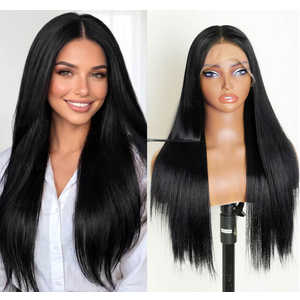 AISI HAIR Straight Lace Front Wig Pre Plucked With Baby Hair 13x4 HD Glueless Synthetic Brown Wigs for Women 28inch Beginner Friendly