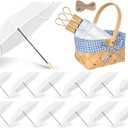 12 Sets 43.3 Inch Wedding Clear Umbrellas Bulk for Rain Large Windproof Stick Umbrellas Set Includes Card Rope for Guests Party Bridal Showers Wedding Photography Various Settings