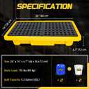 2 Drum Spill Containment Pallet with Drain, 26" x 14" x 4.7" Spill Tray