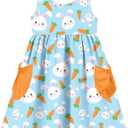 Vieille Little Girls Sleeveless Dress Cute Summer Sundress with Pocket 2-7 Years (3-4T, Easter Blue)