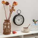NIKKY HOME Small Retro Black Wall Clock 6 Inch, Battery Operated Vintage Metal Round Silent Analog Clock for Bathroom Kitchen Living Room Bedroom Office