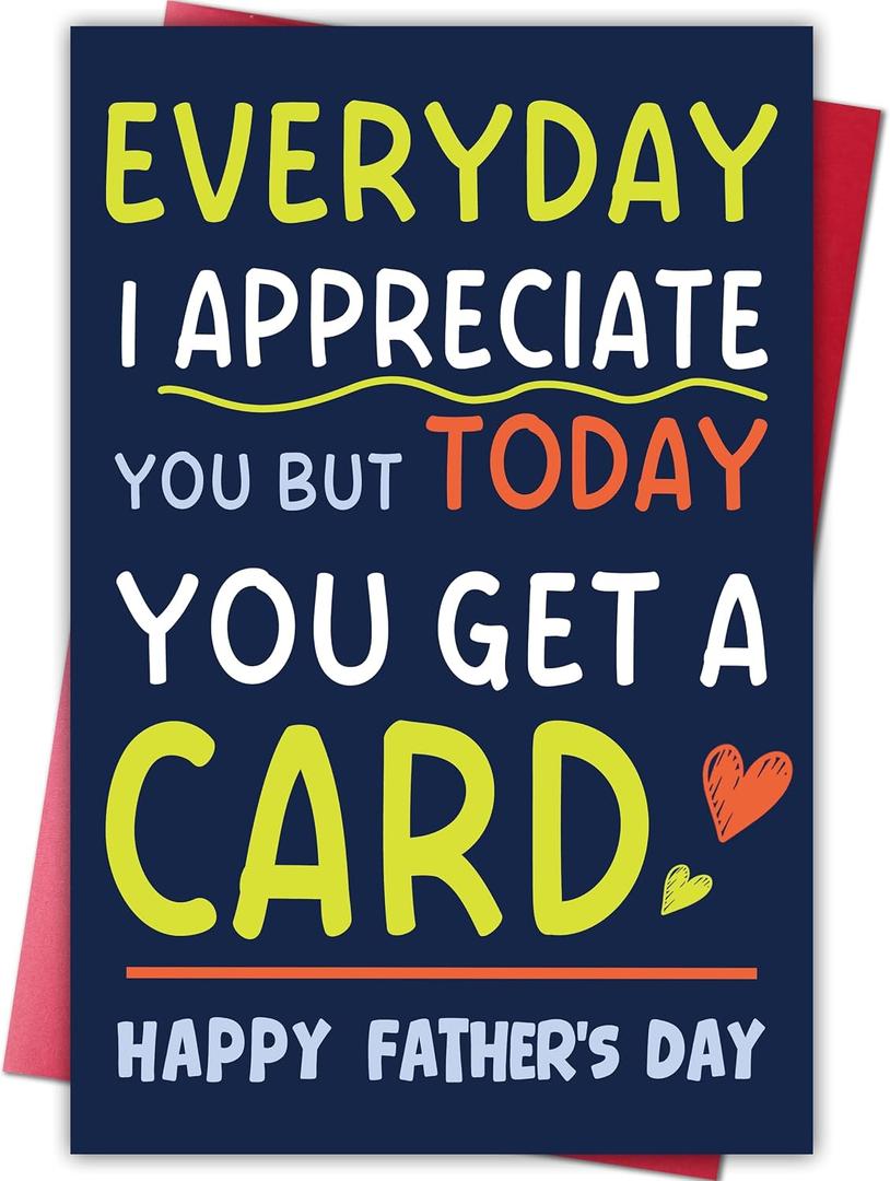 2 x Funny Father's Day Card for Dad, Humorous Father’s Day Card Gift for Father from Son Daughter, Happy Fathers Day Cards for Father, Stepdad, Husband or Grandpa