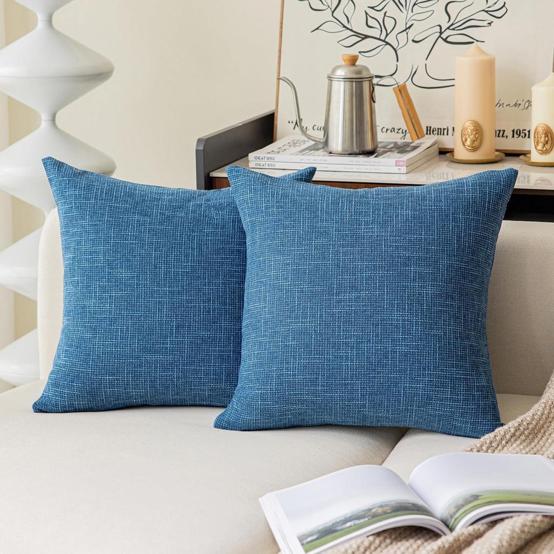 Kevin Textile Decorative Square Throw Pillow Covers Set Cushion Case for Sofa/Bedroom/Car, Set of 2, 20x20 inch, Navy Blue