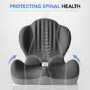 Ergonomic Waist Support and Seat Cushion, 2-in-1 Memory Foam Pad, Hollow Design for Coccyx, Suitable for Office Chairs, Car Safety Seats and Household Use - Relieves Lower Back and Hip Pain (Grey)
