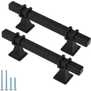 10 Pack 3 Inch Black Cabinet Handles Matte Black Cabinet Pulls, Square Kitchen Cabinet Handles Dresser Drawer Pulls Kitchen Cabinet Hardware (3 inch (76mm) hole center)