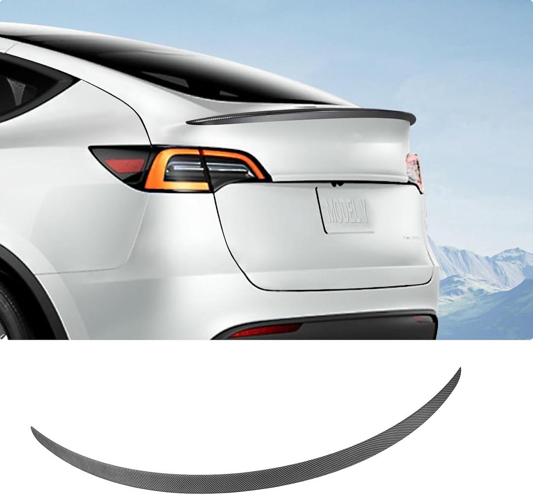 BASENOR Tesla Model Y Spoiler ABS Material Rear Spoiler Wing OEM Rear Trunk Lip Model Y Accessories Matte Carbon Fiber Custom Fit 2020-2024