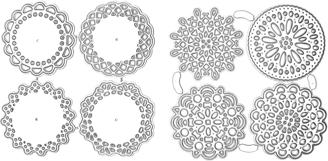 8 Pcs Metal Die Cuts Set, Round Lace Flower Border Cutting Dies Cut Stencils for Card Making Template Scrapbooking Photo Album Decorative Embossing Paper Dies for DIY Stamps Cards Making Craft Dies