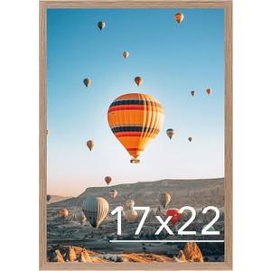 JCJMY 17x22 Picture Frame Rustic Brown for Poster Photo Picture, Horizontal and Vertical Formats for Wall Hanging, 17 x 22 Wall Gallery Poster Photo Frame for 17 by 22 Photos Posters, Rustic Brown