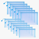 12 Pieces Zipper Nylon Mesh Pouch, Mesh Cosmetic Bags Makeup Bags Pencil Case, Multipurpose Travel Bags for Cosmetic School Office Supplies and Travel Accessories (Sky Blue, A5+B6)