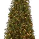 National Tree Company 7.5 ft Pre-Lit Dunhill Fir Slim Artificial Christmas Tree, 600 Clear Lights, 1,600 Tips, Includes Stand, Green