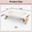 AMOSIJOY Cat Sill Window Perch Sturdy Hammock Seat with Cushion Bed Cover, Wood & Metal Frame for Large Cats, Easy to Adjust Windowsill, Bedside, Drawer and Cabinet (L) (24.4''L X 15''W, White)