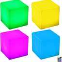 Frienda 4 Pcs 4 Inch Light up Cubes Cool Cosmic Cube Lights 16 Colors LED Mood Lamp Waterproof LED Light Cube for Nursery Home Patio Party Decor