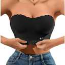 GORGLITTER Women's Strapless Bra Front Closure No Padding Comfort Wireless One Piece Backless Bandeau Bra. M