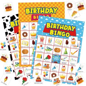 Shappy 35 Pcs Toys Birthday Bingo Cards 24 Players Cartoon Party Games Toy Inspired Fun 3 Colors Bingo Games for Family Holiday Wedding Party Group Activities Favors Supplies