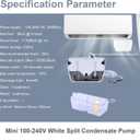 Mini Split Condensate Pump, AC Hvac Silent Condensate Pump, 100-240V, 50/60Hz, Ultra-Quiet (< 19dB), Anti-Siphon Device, Suitable for HVAC, Air Conditioners, Dehumidifiers, etc.