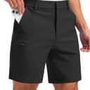 Pudolla Men's Casual Shorts 7/9 Inch Golf Shorts Stretch Dress Work Shorts for Men with 4 Pockets Quick Dry Lightweight (Black)