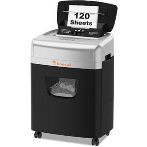 Bonsaii 120 Sheets Autofeed Micro-Cut P-4 Security Level Paper Shredder
30-Min Run Time, Jam-Proof, 62dB Ultra-quiet, Shreds Staples/Credit Cards, 6 Gal Bin with Casters, for Home Office C233-B