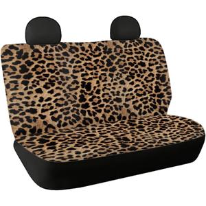 Dreaweet Brown Leopard Print Auto Back Seat Covers Protectors for Car Sedan Truck SUV, Wild Cheetah Theme Women Rear Bench Covers Back Seat Only Men Auto Interior Accessory for Kids Pet