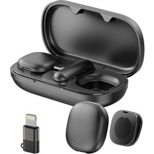 Phone Microphone AI Noise Filter - Mini Go 2 Wireless Lavalier Microphones for iPhone 17 Android with Charging Case Lapel Mic for Content Creators Vlogging Video Audio Recording 48kHz/24bit