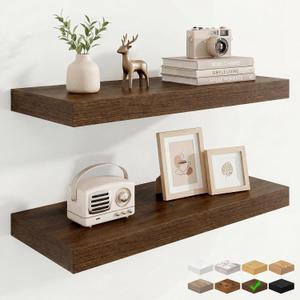 Marsmiles 9.25in Depth 24in Floating Shelves, 24x9.25x1.4, Walnut, Set of 2
Wall Mounted Engineered Wood Shelves, Invisible Brackets for Living Room, Bedroom, Bathroom, Kitchen Decor and Storage